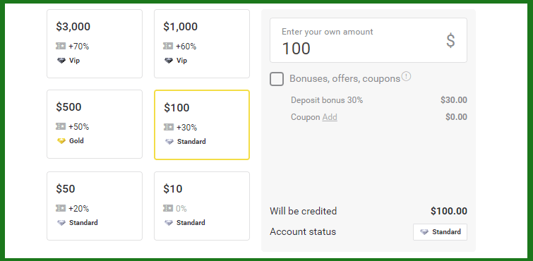 Tiền thưởng Binomo khi gửi tiền - Lên tới 70% Tiền thưởng Binomo khi gửi tiền - Lên tới 70%
