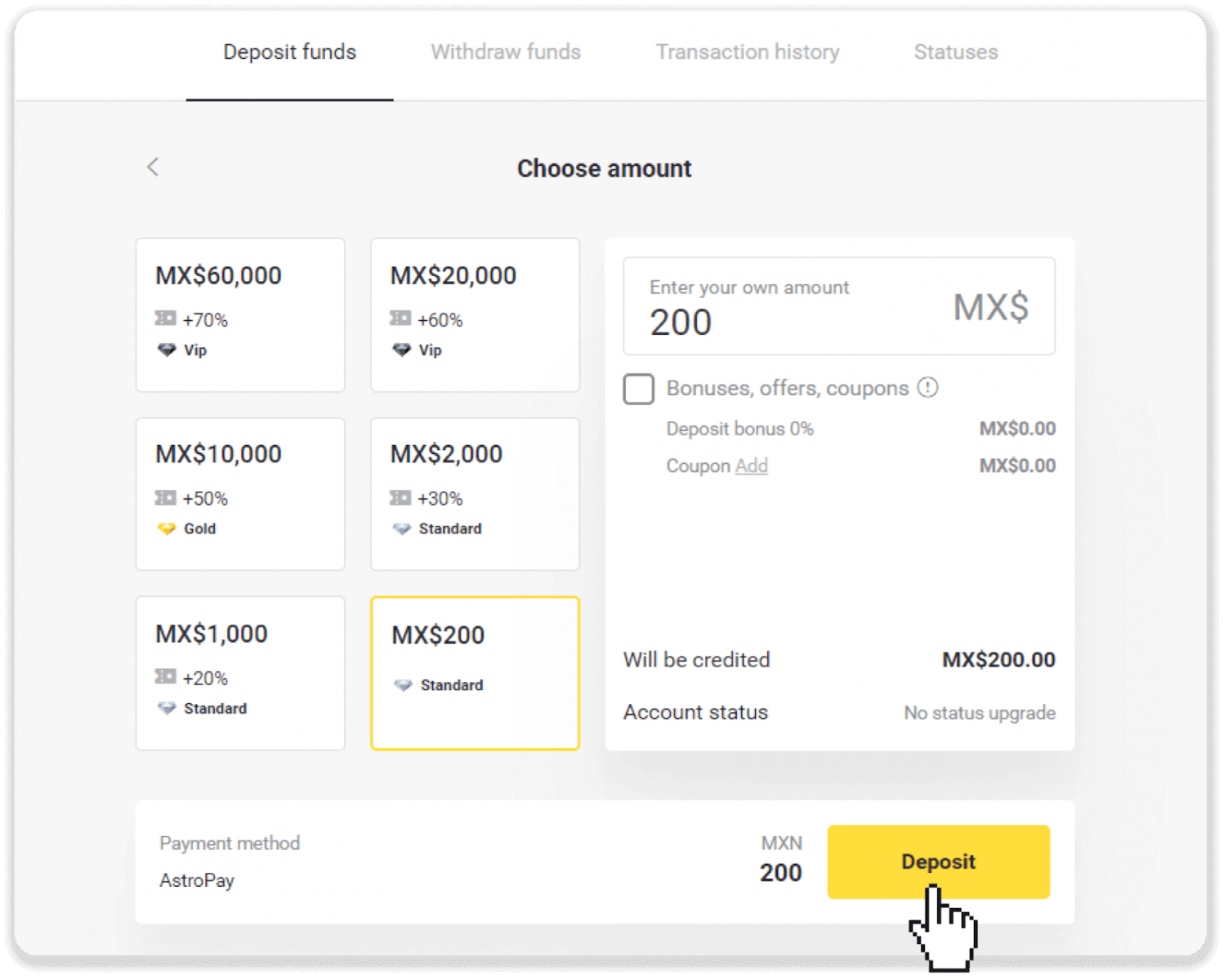 Deposit Funds in Binomo via AstroPay Card Deposit Funds in Binomo via AstroPay Card