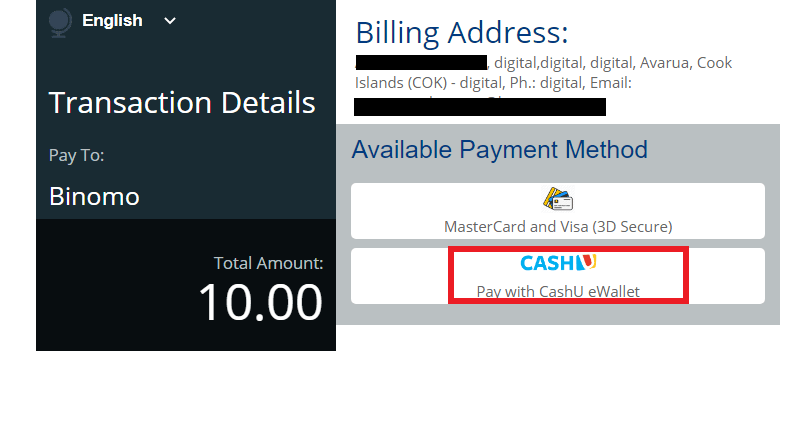 Ndalama za Deposit ku Binomo kudzera pa Cash U Ndalama za Deposit ku Binomo kudzera pa Cash U
