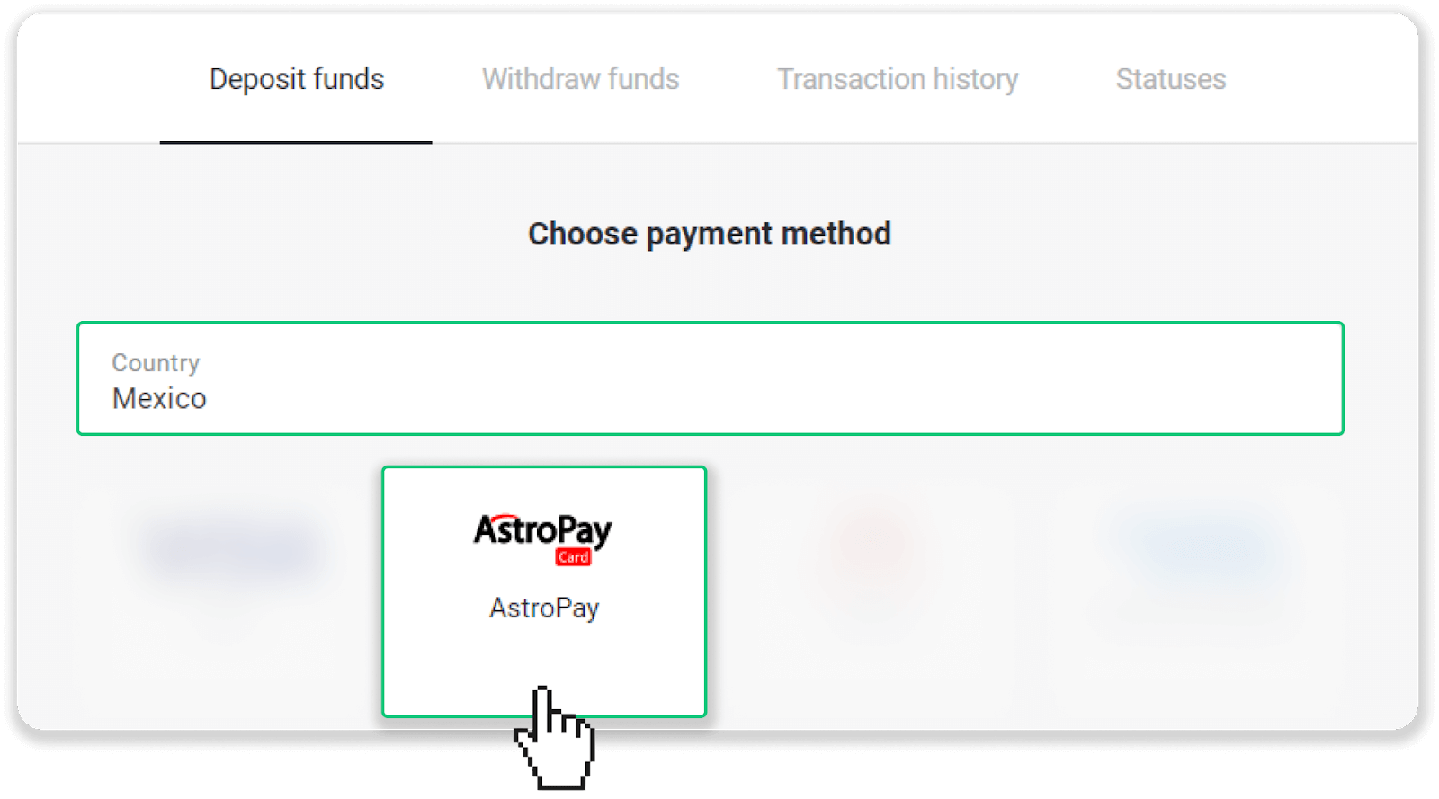 ຝາກເງິນໄວ້ໃນ Binomo ຜ່ານບັດ AstroPay
