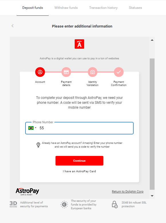 Deposite fundos no Binomo via Internet Banking Brasil (Banco Transer, Paylivre, Loterica, Itau, Boleto Rápido) e carteiras eletrônicas (Picpay, Astropay, Banco do Brasil, Santander, Bradesco, Neteller, Skrill, WebMoney, Advcash)