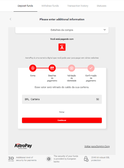 Deposite fundos no Binomo via Internet Banking Brasil (Banco Transer, Paylivre, Loterica, Itau, Boleto Rápido) e carteiras eletrônicas (Picpay, Astropay, Banco do Brasil, Santander, Bradesco, Neteller, Skrill, WebMoney, Advcash)