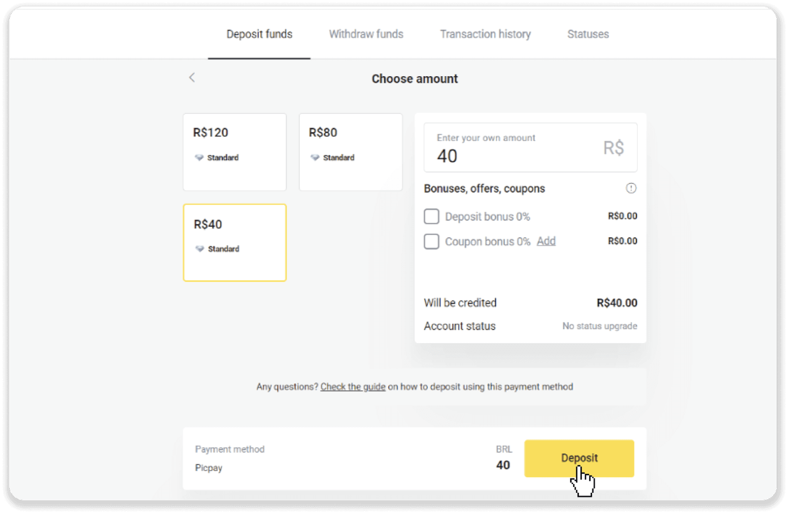 Stort geld op Binomo via Brazilië Internet Banking (Bank Transer, Paylivre, Loterica, Itau, Boleto Rapido) en E-wallets (Picpay, Astropay, Banco do Brasil, Santander, Bradesco, Neteller, Skrill, WebMoney, Advcash) Stort geld op Binomo via Brazilië Internet Banking (Bank Transer, Paylivre, Loterica, Itau, Boleto Rapido) en E-wallets (Picpay, Astropay, Banco do Brasil, Santander, Bradesco, Neteller, Skrill, WebMoney, Advcash)