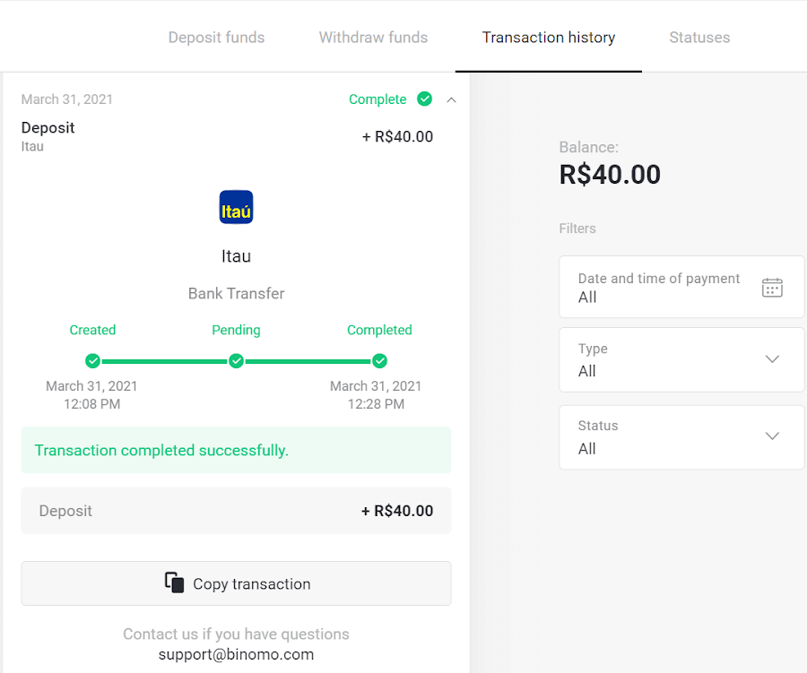 Stort geld op Binomo via Brazilië Internet Banking (Bank Transer, Paylivre, Loterica, Itau, Boleto Rapido) en E-wallets (Picpay, Astropay, Banco do Brasil, Santander, Bradesco, Neteller, Skrill, WebMoney, Advcash) Stort geld op Binomo via Brazilië Internet Banking (Bank Transer, Paylivre, Loterica, Itau, Boleto Rapido) en E-wallets (Picpay, Astropay, Banco do Brasil, Santander, Bradesco, Neteller, Skrill, WebMoney, Advcash)