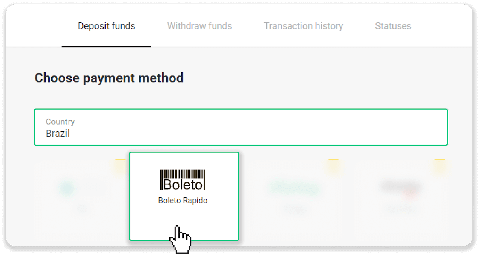 Stort geld op Binomo via Brazilië Internet Banking (Bank Transer, Paylivre, Loterica, Itau, Boleto Rapido) en E-wallets (Picpay, Astropay, Banco do Brasil, Santander, Bradesco, Neteller, Skrill, WebMoney, Advcash) Stort geld op Binomo via Brazilië Internet Banking (Bank Transer, Paylivre, Loterica, Itau, Boleto Rapido) en E-wallets (Picpay, Astropay, Banco do Brasil, Santander, Bradesco, Neteller, Skrill, WebMoney, Advcash)