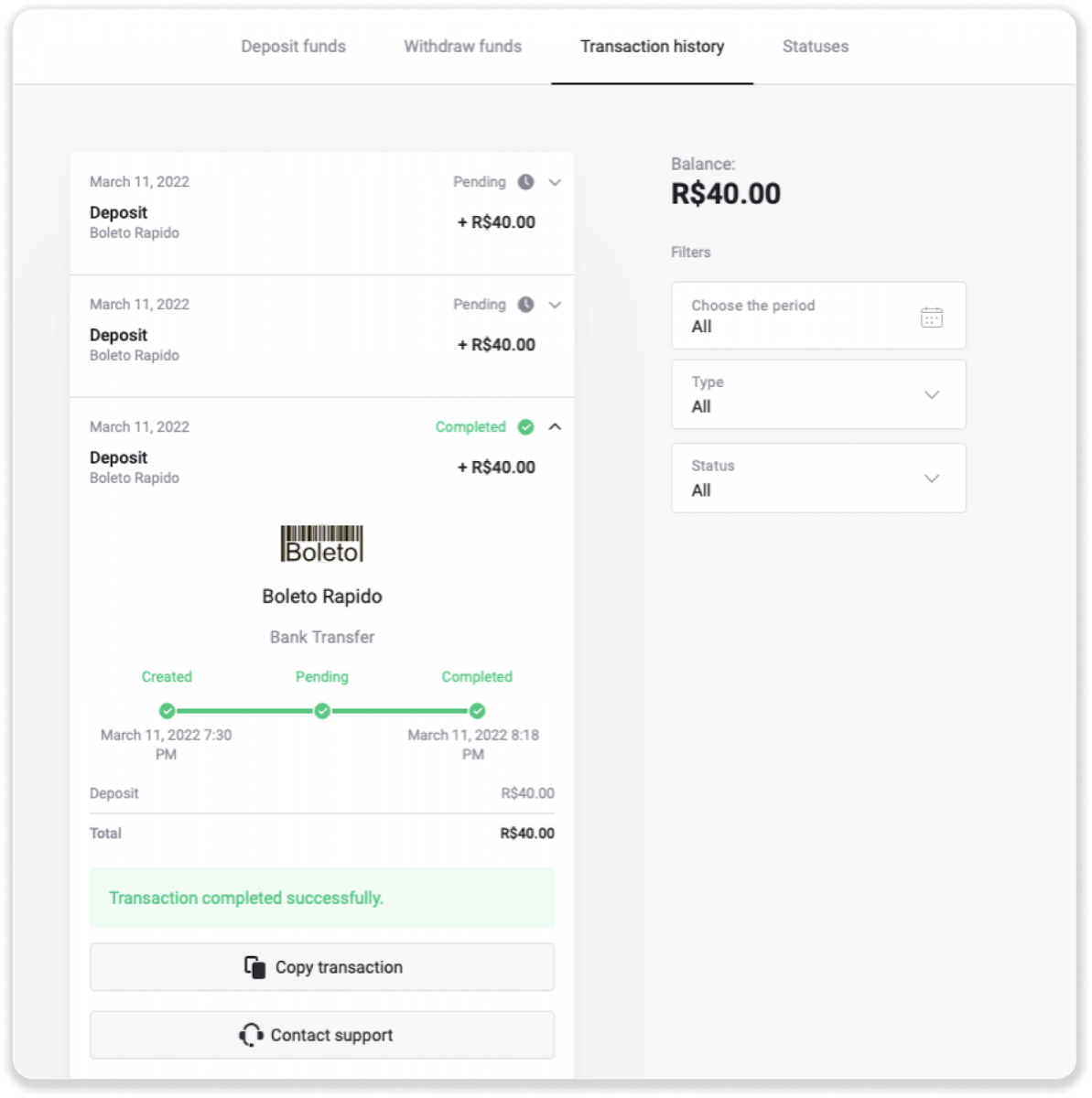 Stort geld op Binomo via Brazilië Internet Banking (Bank Transer, Paylivre, Loterica, Itau, Boleto Rapido) en E-wallets (Picpay, Astropay, Banco do Brasil, Santander, Bradesco, Neteller, Skrill, WebMoney, Advcash) Stort geld op Binomo via Brazilië Internet Banking (Bank Transer, Paylivre, Loterica, Itau, Boleto Rapido) en E-wallets (Picpay, Astropay, Banco do Brasil, Santander, Bradesco, Neteller, Skrill, WebMoney, Advcash)