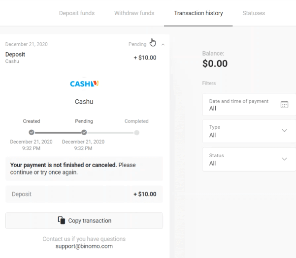 Deposit Dana pada Binomo melalui Cash U Deposit Dana pada Binomo melalui Cash U