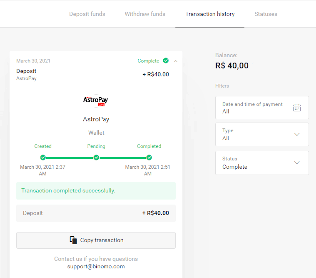 Депонирајте средства на Binomo преку е-паричници (Webmoney WMZ, Picpay, Neteller, Astropay, Cash U, Skrill, ADV готовина, AstroPay картичка, Perfect Money) Депонирајте средства на Binomo преку е-паричници (Webmoney WMZ, Picpay, Neteller, Astropay, Cash U, Skrill, ADV готовина, AstroPay картичка, Perfect Money)