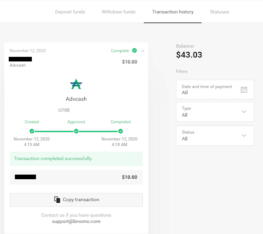 Внесите средства на Binomo через электронные кошельки (Webmoney WMZ, Picpay, Neteller, Astropay, Cash U, Skrill, ADV Cash, AstroPay Card, Perfect Money)