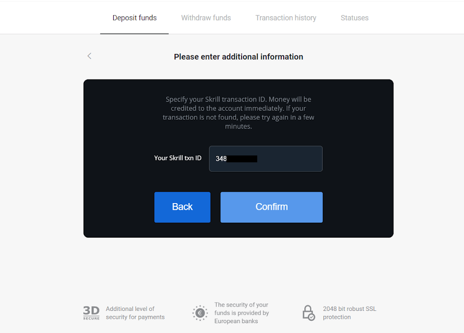 Deposite fondos en Binomo a través de Skrill Deposite fondos en Binomo a través de Skrill