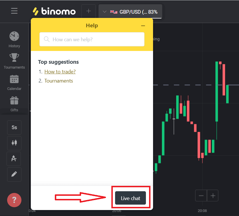 Как да се свържете с поддръжката на Binomo