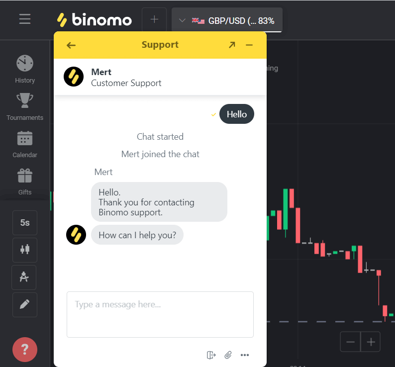 Как да се свържете с поддръжката на Binomo