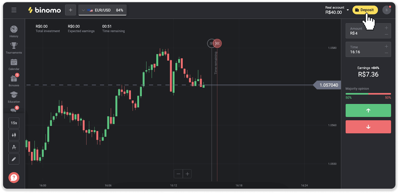 Hvernig á að skrá þig inn og leggja inn fé í Binomo