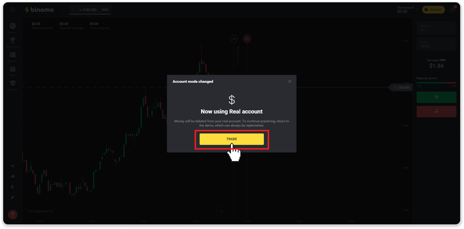 Як відкрити демо-рахунок на Binomo