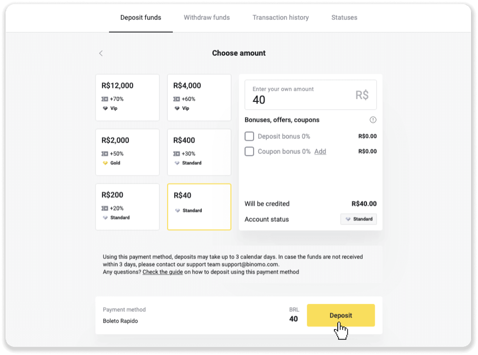 Cách rút tiền và gửi tiền vào Binomo Cách rút tiền và gửi tiền vào Binomo