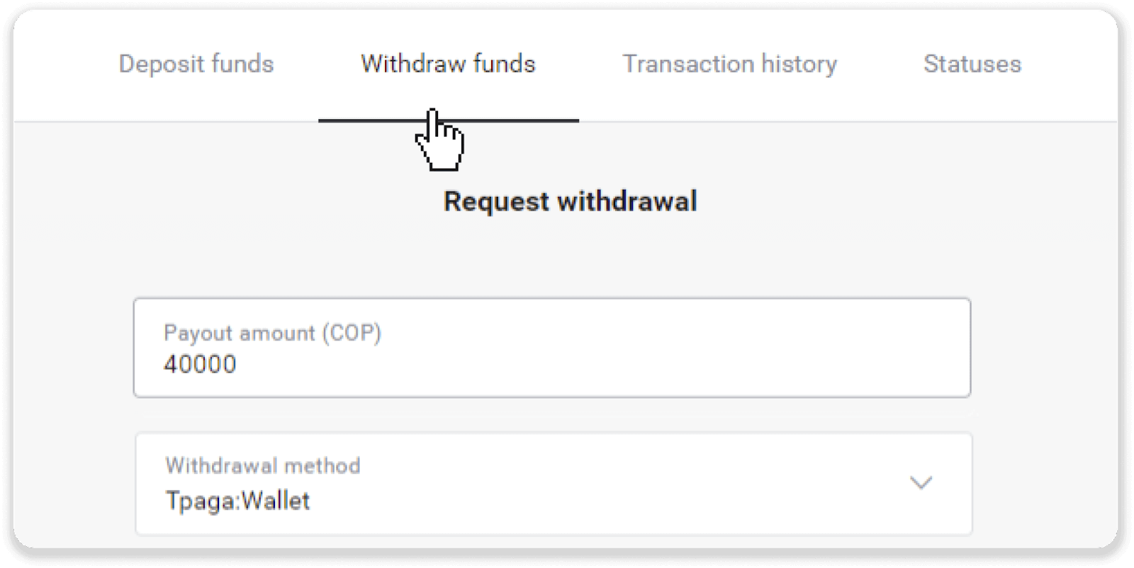 Как вывести средства из Binomo на мой электронный кошелек (Payfix, Webmoney WMZ, Tpaga, Perfect Money, ADV Cash, PayTM, Globe Pay, AstroPay, Jeton Wallet) Как вывести средства из Binomo на мой электронный кошелек (Payfix, Webmoney WMZ, Tpaga, Perfect Money, ADV Cash, PayTM, Globe Pay, AstroPay, Jeton Wallet)