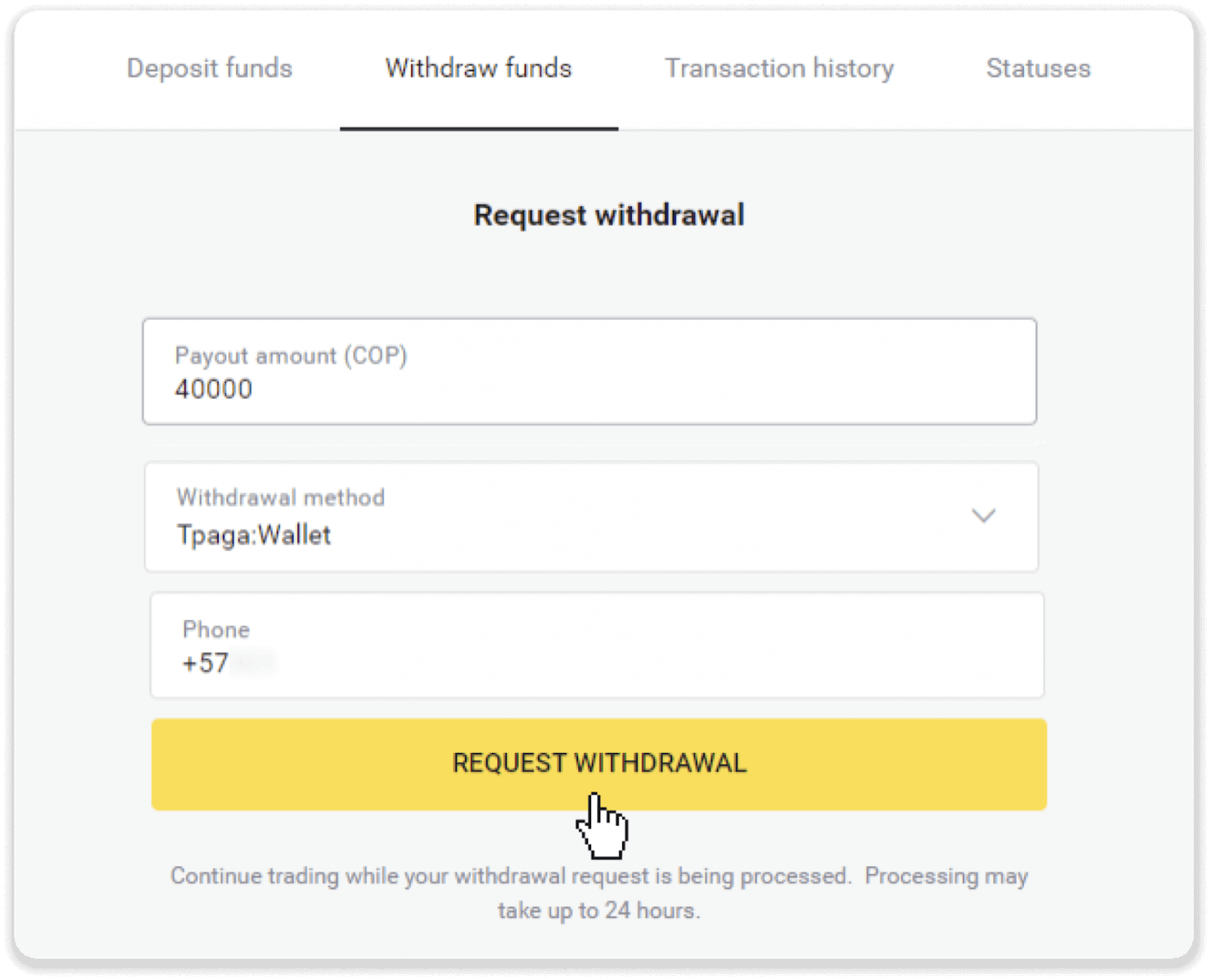 Как вывести средства из Binomo на мой электронный кошелек (Payfix, Webmoney WMZ, Tpaga, Perfect Money, ADV Cash, PayTM, Globe Pay, AstroPay, Jeton Wallet) Как вывести средства из Binomo на мой электронный кошелек (Payfix, Webmoney WMZ, Tpaga, Perfect Money, ADV Cash, PayTM, Globe Pay, AstroPay, Jeton Wallet)